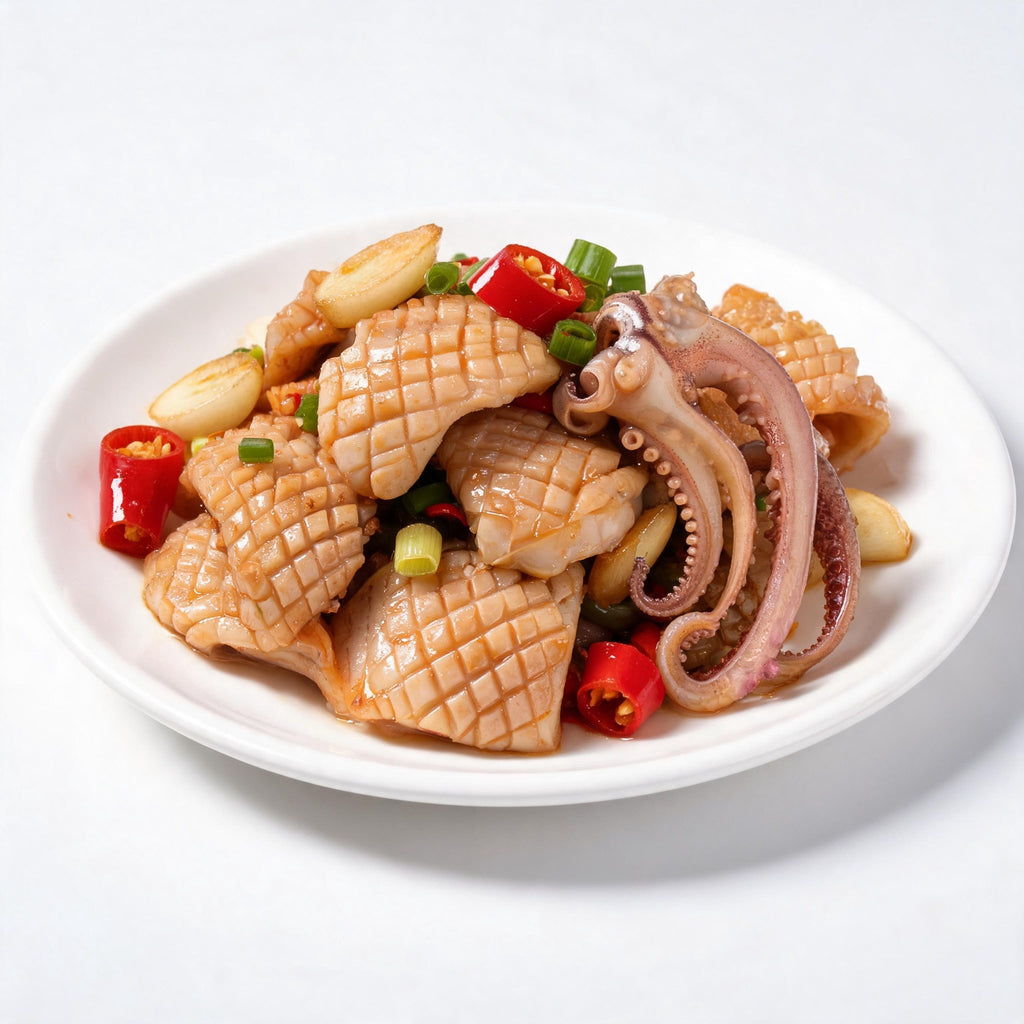 Pre-Cut Squid Flower / Squid Tubes | Frozen Squid Scallops for Stir Fry & Hot Pot